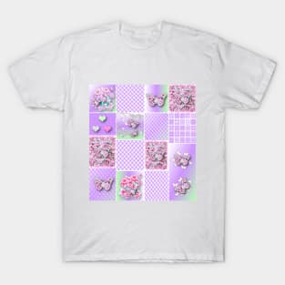 Butterfly and Flower Lovers Patchwork Pattern T-Shirt